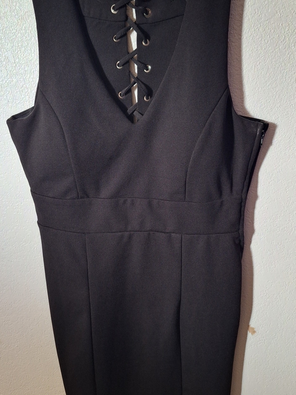 Trixxi Black Lace-Up Backless Sheath Dress